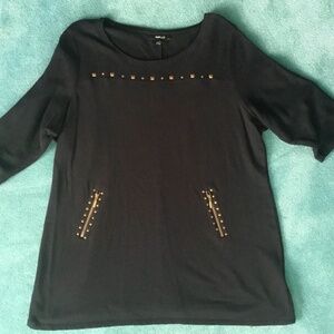 Style & Co- Black Knit Tunic With Studs and Zippers